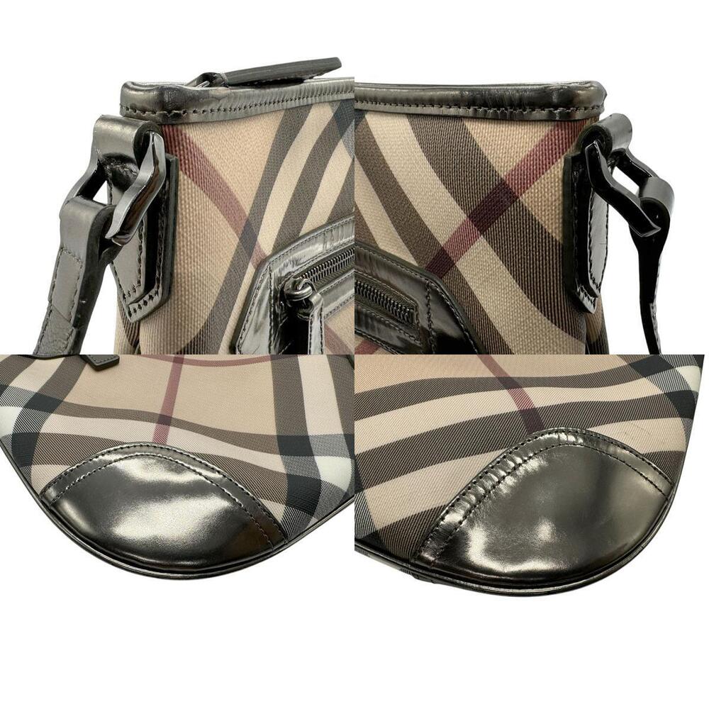 Burberry khaki Tan metallic leather bag canvas Beige coated shoulder - Picture 4 of 4